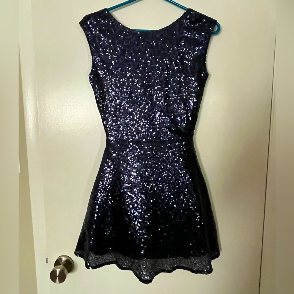 Navy-sequined Cocktail Dress